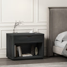 Manhattan Comfort Evelyn 32" Modern 1-Drawer Nightstand - Charcoal Grey-Includes 1 Open Shelf and 1 Full Extension Drawer