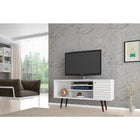 Manhattan Comfort Liberty 53.14" TV Stand-White with Wood Legs (200AMC6)-Upon Assembly, Measures: 53.14 in. Length, 26.57 in. Height, 14.17in. Depth.