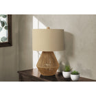 Monarch Specialties 22" H Transitional Table Lamp - Brown Rope / Beige Shade-Featuring a convenient 3-way rotary switch to customize from low to medium to bright light for added ambience, with a maximum output of 100W/120V (bulb not included)