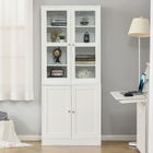 HOMCOM 71" Bookcase Storage Cabinet with Doors and Shelves - White-Quality MDF board to ensure reliable daily use 