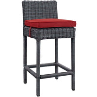 Modway Summon Outdoor Patio Sunbrella Bar Stool - Gray Red-Long Lasting Sunbrella Fabric 