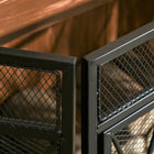 HOMCOM 3-Panel Folding Fireplace Screen with Door Fire Spark Guard - Black-Material: Steel 