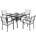 Outsunny 5 Pieces Patio Dining Set - Dining Table and 4 Stackable Chairs-This outdoor dining set seats six for meals and backyard gatherings