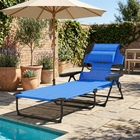 Outsunny Folding Lounge Chair with Reclining Back - Tanning Chair - Dark Blue-Back reclines to 4 different positions to find the great tanning angle