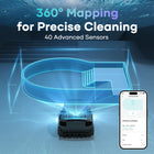 Aiper Scuba X1 Pro MAX Cordless All In One Robotic Pool Cleaner with Skimming, Ultra-Fine Filtration-With 40 sensors and a quad-core processor, Scuba X1 Pro Max scans your pool, identifying not only floors and walls, but also complex areas, such as water surface, 45° slopes, and elevated platforms, for customized cleaning tailored to your pool's unique design. Besides, it optimizes cleaning efficiency with S-shaped and Y-shaped patterns