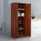 HOMCOM 63" H Kitchen Pantry Cabinet with Adjustable Shelves for Dining Room - Tan-Contemporary chic with shaker door panels and antique metal handles 