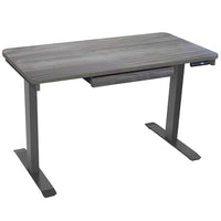 Motionwise M2 Series 48"W Electric Sit-Stand Desk with Dual Motors and Pull-Out Drawer - Rustic Grey-Electric Height Adjustment: Seamlessly switch between sitting and standing with a height range of 28” to 48”, helping reduce back pain and improve posture during long workdays, thanks to a sturdy dual-motor system that provides smoother, faster height adjustments