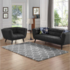 Modway Solvea Moroccan Trellis Shag Area Rug - 5 ft W x 8 ft L - Grey/Ivory-Shag Weave Of Approx. 2 Inches