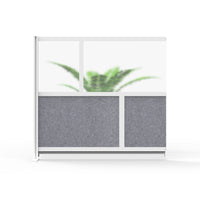 Luxor Modular Wall Extension - 53" W x 48" H - Segmented Grey Frame, Frosted Acrylic, Cool Grey PET-Creates semi permanent privacy in shared spaces