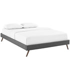 Modway Loryn Fabric Queen Bed Frame with Round Splayed Legs - Grey-Ten Wood Support Slats