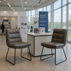 Homy Casa Upholstered Guest/Reception Chairs - Distressed Grey Suede Fabric - 2 Pack-Stable Metal Sled Base: Durable steel base provides reliable support and stability
