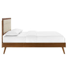 Modway Willow Wood Full Platform Bed with Splayed Legs - Walnut Beige-Assembly Required