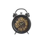 Monarch Specialties Clocks 12" Round Table Clock - Brown -A stylish, vintage inspired 12" round table clock with a unique moving gear mechanism in a sophisticated dark brown finish