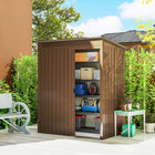 Outsunny Outdoor Storage Shed with Vents - 5.2' x 3.5' - Light Brown-Spacious outdoor shed interior easily fits tools, lawnmowers, and patio furniture
