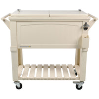 Permasteel 80 Quart Furniture Style Patio Cooler - Cream-80 QT Antique Rolling Patio Cooler