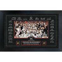 Chicago Blackhawks 2010 Stanley Cup Replica Signature Frame with Game-used Net - Framed Print - 35" x 23"-Premium print framed