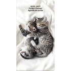 DateWorks 2026-2027 Monthly Pocket Planner - 3.5" x 6.5" - Cuddly Kittens - Bilingual-6.5" x 3.5" size perfect for on the go planning