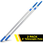 Gritt Commercial 6' Telescopic Pole - Aluminum, Adjustable - 3.5 - 6' length - 2 Pack-Eliminates ladder need in many instances with its long reach