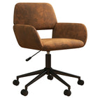 Homy Casa Swivel Office Chair with Casters - Suede Brown Fabric-360-degree swivel for full mobility