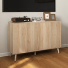 HOMCOM 47.2" L Sideboard Buffet Cabinet with Storage - Oak-Two cabinets with three-level adjustable shelves for flexible and ample storage