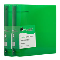 JAM Paper Plastic 3 Ring Binder, 3", Green, 2 Pack-Green Plastic