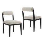 Modway Kai Fabric Dining Chair 2-Piece Set - Linen-Ash Wood Frame and Legs