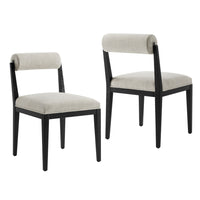 Modway Kai Fabric Dining Chair 2-Piece Set - Linen-Ash Wood Frame and Legs