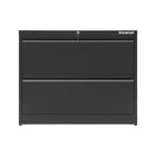 Storemax Steel Two-Drawer Lateral File Cabinet - Letter/Legal-Drawers with moveable side-to-side hang rails to accommodate letter/legal hanging files of different sizes
