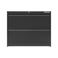 Storemax Steel Two-Drawer Lateral File Cabinet - Letter/Legal-Drawers with moveable side-to-side hang rails to accommodate letter/legal hanging files of different sizes