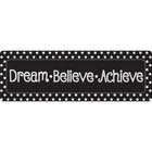 Ashley Productions The Original Fun Mat Mat Runner - 15.5" x 47" - Dream Believe - Achieve - Black with White Dots-Measurements and Design: The Dream Believe, Achieve, Black with White Dots Mat Runner measures 15.5" x 47".