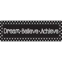 Ashley Productions The Original Fun Mat Mat Runner - 15.5" x 47" - Dream Believe - Achieve - Black with White Dots-Measurements and Design: The Dream Believe, Achieve, Black with White Dots Mat Runner measures 15.5" x 47".