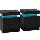 HOMCOM Nightstand for Bedroom - Black - Set of 2-Work well as a bed side table, sofa side table, or small organiser for small rooms 