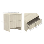 Manhattan Comfort Novara 22" Contemporary 2-Drawer Nightstand - Whitewashed Oak-Textured Drawer Fronts: Vertical fluted detailing adds visual interest and a refined, modern look