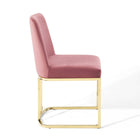 Modway Amplify Sled Base Performance Velvet Dining Chairs - Gold/Dusty Rose - 2 Pack-Dense Foam Padding