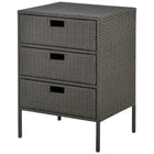 Outsunny 32" Poolside Rattan Wicker Patio Organizer Storage Cabinet with 3 Large Drawers-Modern storage chest imparts the feel of a resort or private club to your pool or spa deck area
