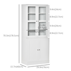 HOMCOM 71" Bookcase Storage Cabinet with Doors and Shelves - White-The panels of the upper cabinet can be adjustable to meet different storage needs 