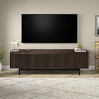 Hudson&Canal Whitman TV Stand for TV's up to 75" - Alder Brown-Constructed of sturdy steel, MDF, and PVC materials in a handcrafted alder brown finish