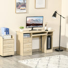 HOMCOM 49.25" Computer Desk with Drawers - Natural-Spacious room under the desk allows you to stretch your legs comfortably