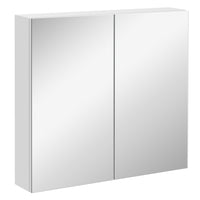 Kleankin Cabinet with Mirror, Doors and Shelf - White-Wall-mounted design saves your floor space  
