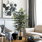 HOMCOM 4.3' Artificial Ficus Tree for Indoor Decoration - Green-This plant includes 702 variegated leaves which bring a natural feeling to your room 