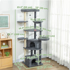 PawHut 79" Extra Tall Cat Tree Tower - Dark Grey-Includes an anti-tip kit, keeping your active cats safe during play 