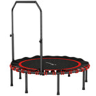 Soozier 48" Foldable Rebounder Trampoline with 5-Level Adjustable Handle-Adjustable 5-level handrail enhances safety and balance for all users 