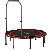 Soozier 48" Foldable Rebounder Trampoline with 5-Level Adjustable Handle-Adjustable 5-level handrail enhances safety and balance for all users 
