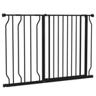 PawHut 30"- 45" Extra Wide Dog Gate with Double Locking System - Black-Bottom lock block for added stability