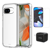 AXS Starter Kit Bundle - Ultra Clear Case, Screen Protector & 30W Charger for Google Pixel 9a-Drop-tested, scratch resistant phone case with shock absorbing air pockets