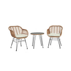 Manhattan Comfort Antibes Modern Patio 2-Person Seating Group 3-Piece Set with End Table - Tan/Cream-Modern 3-Piece Outdoor Patio Set with 2 Armchairs and 1 End Table