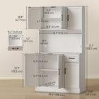 HOMCOM 71" H Pantry Cabinet with Charging Station - White-Built-in power strip includes two AC and two USB ports for charging 