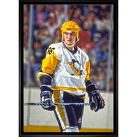 Mario Lemieux Pittsburgh Penguins Stare - Framed Canvas - 22" x 31"-Premium canvas print with gallery-wrapped edges
