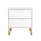 Manhattan Comfort Avira 20" Mid-Century Modern 2-Drawer Nightstand - White-Clean, modern nightstand with a smooth laminate finish for a warm, natural look