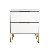 Manhattan Comfort Avira 20" Mid-Century Modern 2-Drawer Nightstand - White-Clean, modern nightstand with a smooth laminate finish for a warm, natural look